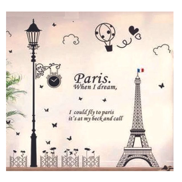 Combo Decal Dán Tường Cột Đèn Và Tháp Paris PK456