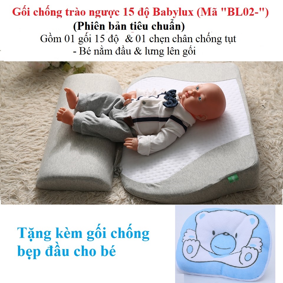 Gối chống trào ngược 15 độ babylux (Mã &quot;BL02-&quot;) - Phiên bản tiết kiệm, ngon bổ rẻ