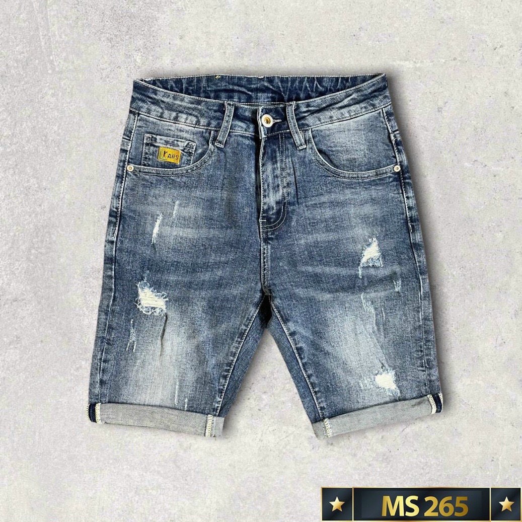 Quần Short Jean Nam, Co Dãn Phối Rách Thời Trang CHANDI Cao Cấp MS265