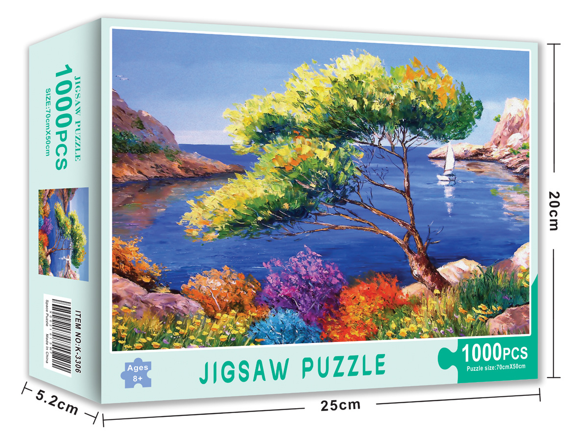 Bộ Tranh Ghép Xếp Hình 1000 Pcs Jigsaw Puzzle (Tranh ghép 70*50cm) Biển Và Cây Xanh Bản Thú Vị Cao Cấp