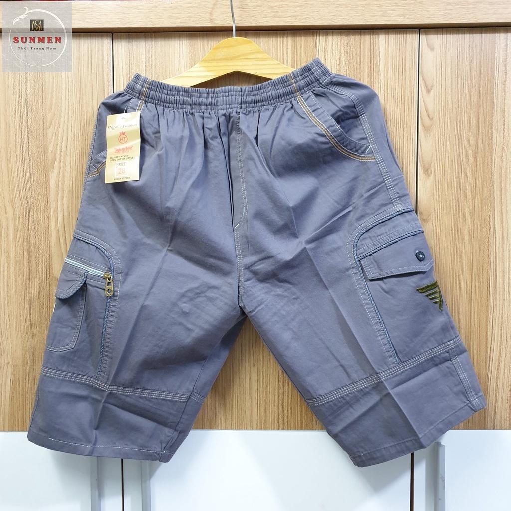 Quần Short Nam Kaki Lụa Nai Túi Hộp Lưng Thun Co Giãn From Rộng Thoải Mái Có Túi Khóa Kéo SUNMEN Size Từ 28 - 38