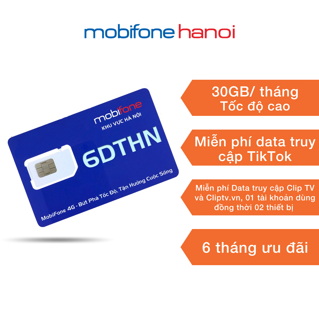 SIÊU SIM DATA 6DTHN (6 tháng - Chỉ sử dụng ở HÀ NỘI) - MOBIFONE (HÀNG CHÍNH HÃNG)