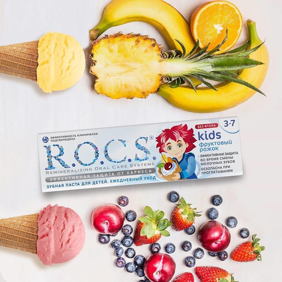 Kem đánh răng R.O.C.S trẻ em vị kem trái cây - Nhập khẩu Nga