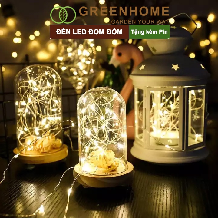Đèn Led đom đóm Fairy Lights, 1 mét, 3 chế độ sáng, tặng kèm pin, tiện lợi, chịu nước, không hao điện |Greenhome