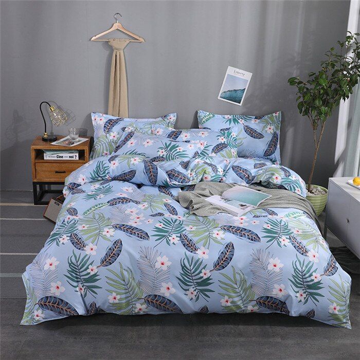 Bộ chăn ga gối Cotton cao cấp 1m6x2m lá cây nhiều màu THC073