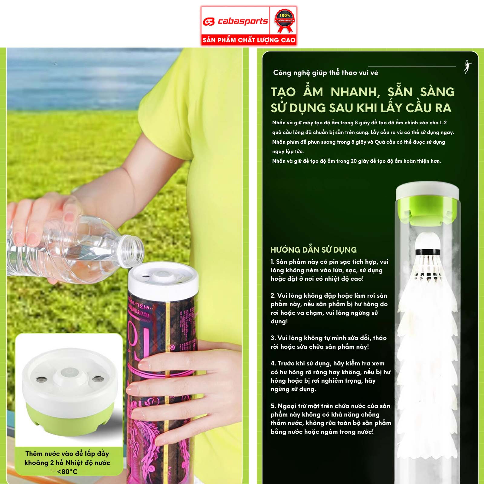 Dụng cụ phun sương tạo hơi ẩm cho ống cầu lông, tăng độ bền cho quả cầu lông
