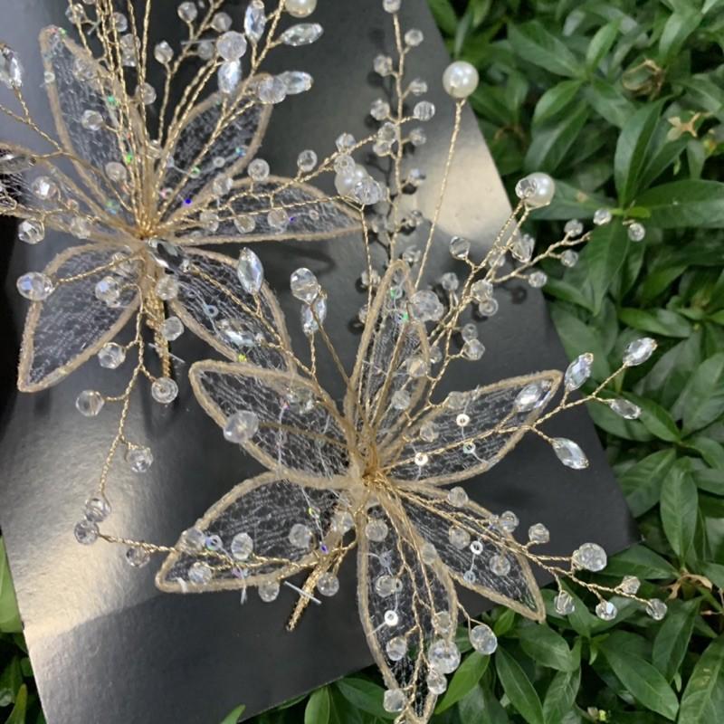 Bộ đôi cài tóc cô dâu ren pha Lê không đẹp không chuẩn hoàn tiền Giangpkc 5/2021