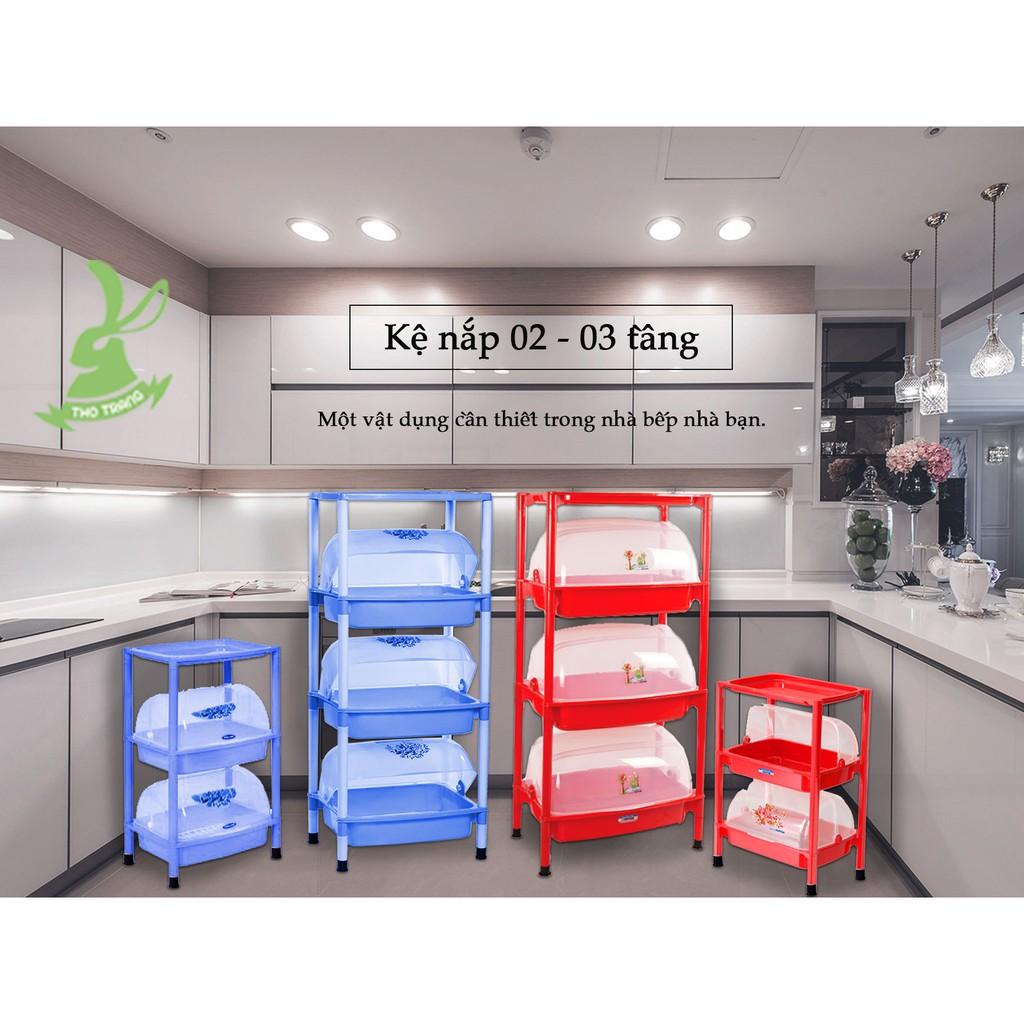 KỆ ÚP CHÉN CÓ NẮP ĐẬY 3 TẦNG NHỰA VIỆT NAM VIỆT NHẬT - KỆ ÚP CHÉN CÓ NẮP ĐẬY CHỐNG BỤI