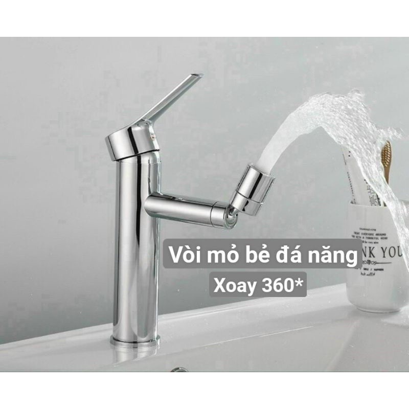 Vòi Lavabo gật gù mỏ xoay 360 nóng lạnh cao cấp/ Vòi Lavabo mỏ xoay