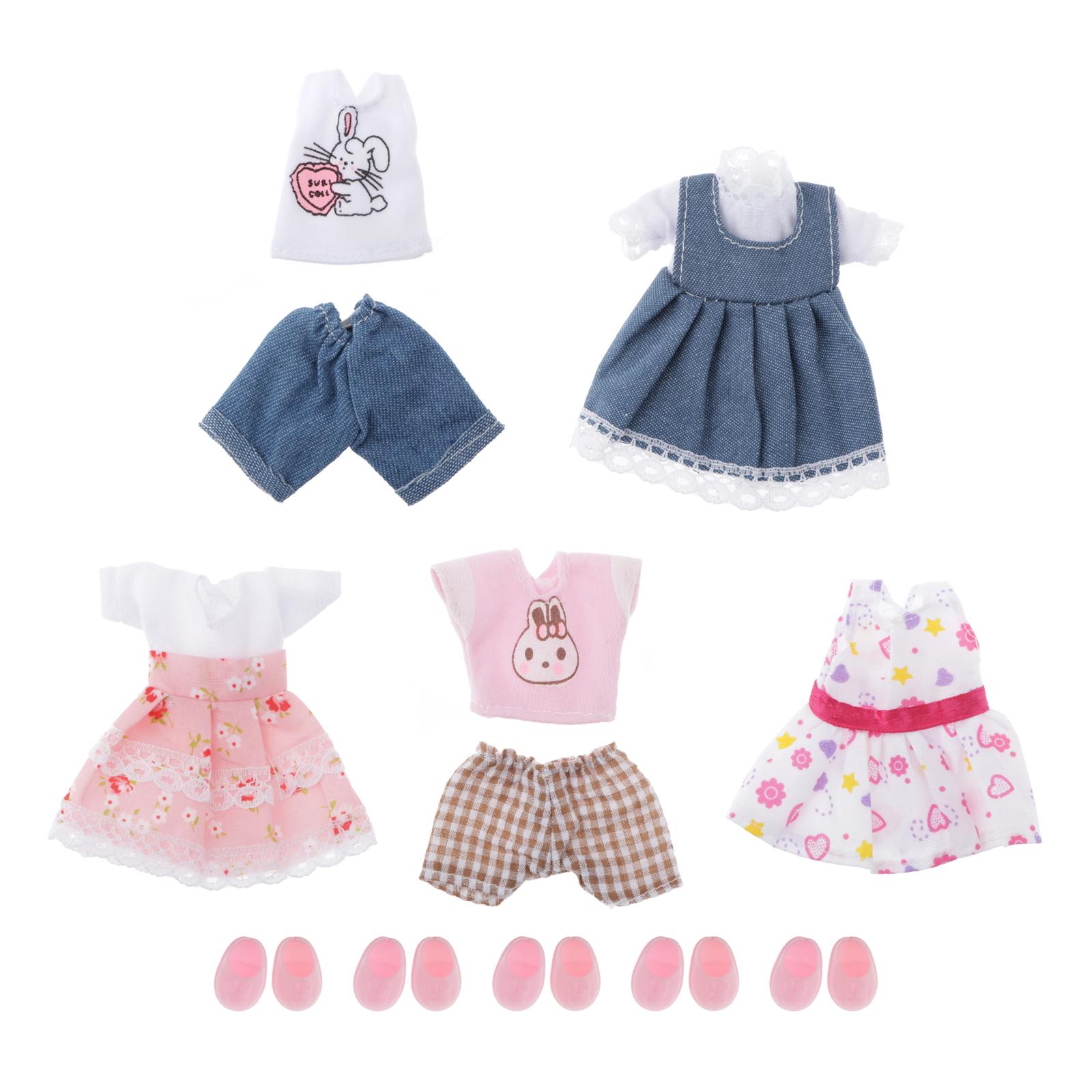 36cm Ball Jointed Doll Body DIY Parts White Skin Pink Hair W/ 5 Set Clothes