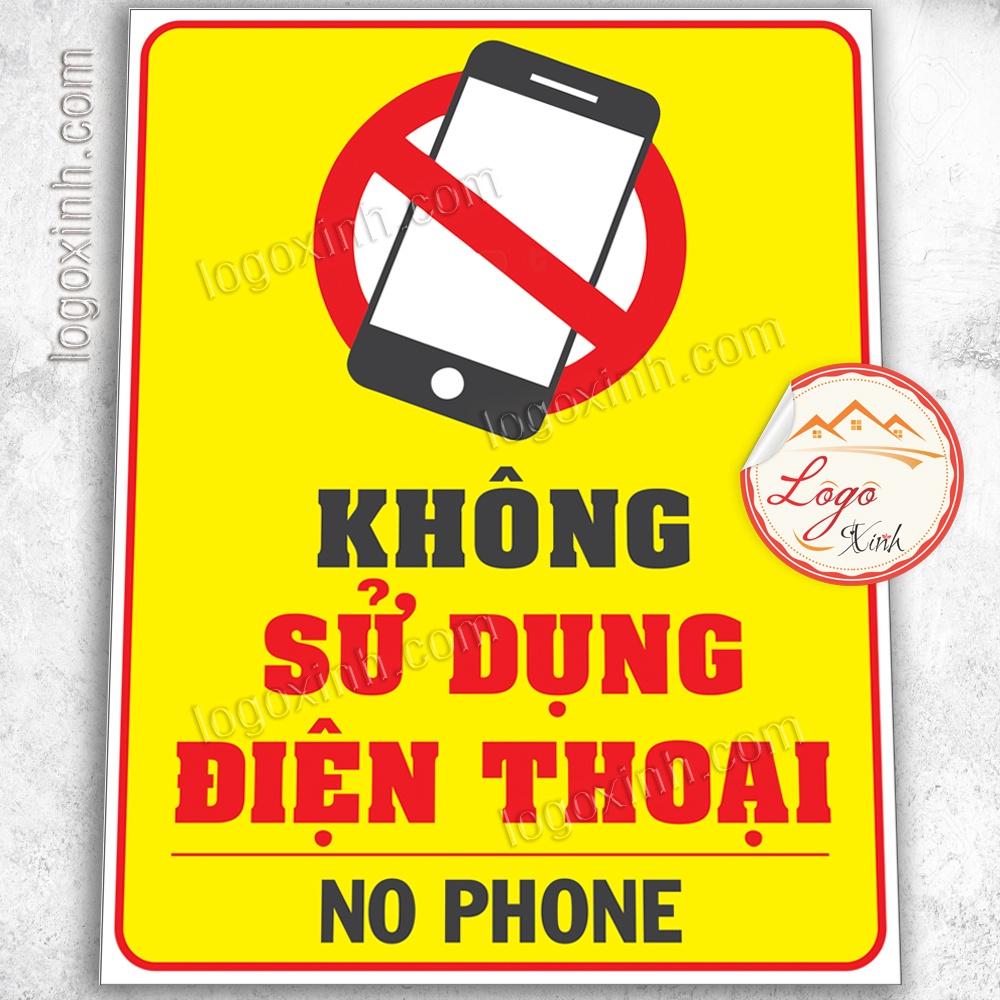 LOGO TEM STICKER BIỂN BÁO CẤM SỬ DỤNG ĐIỆN THOẠI - NO PHONE, KHÔNG DÙNG ĐIỆN THOẠI - BIỂN CẢNH BÁO, BIỂN CẤM