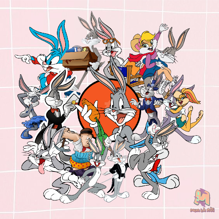 Miếng dán Stickers chủ đề Thỏ Bugs