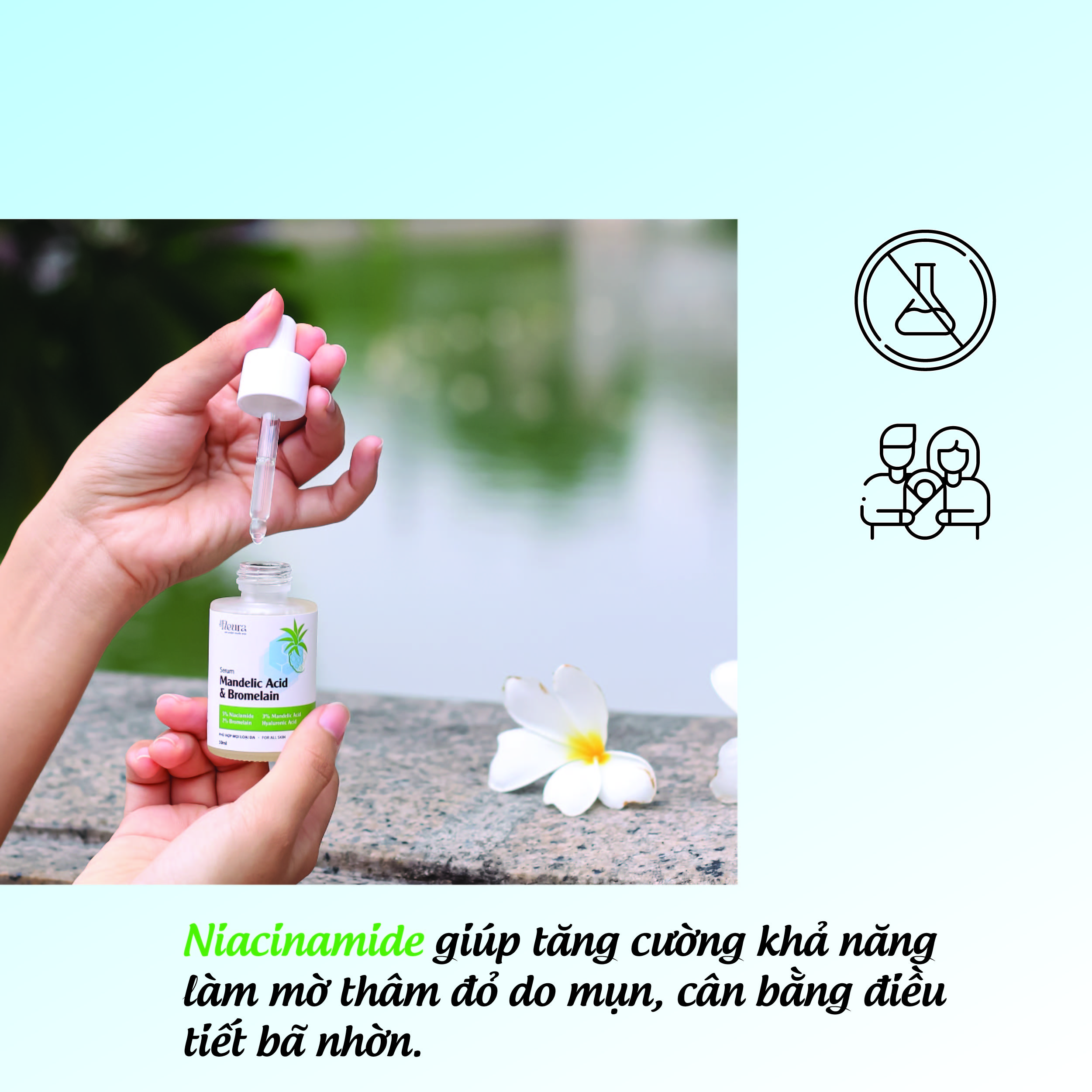 Serum Dưỡng Sáng Mờ Thâm Nám The Fleura Mandelic Acid 5% Niacinamide, Enzym Dứa (AHA)