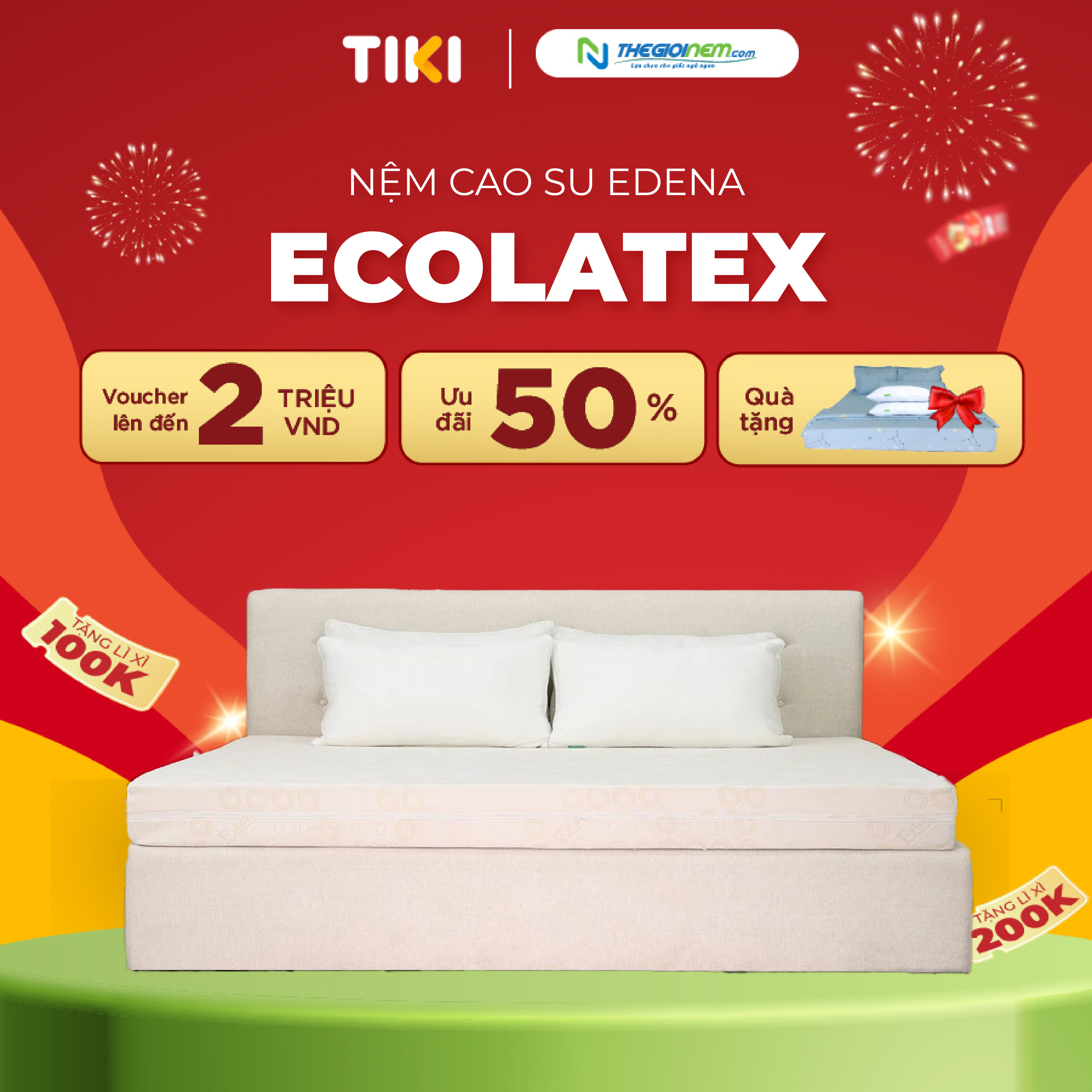 Nệm cao su thiên nhiên Edena Ecolatex