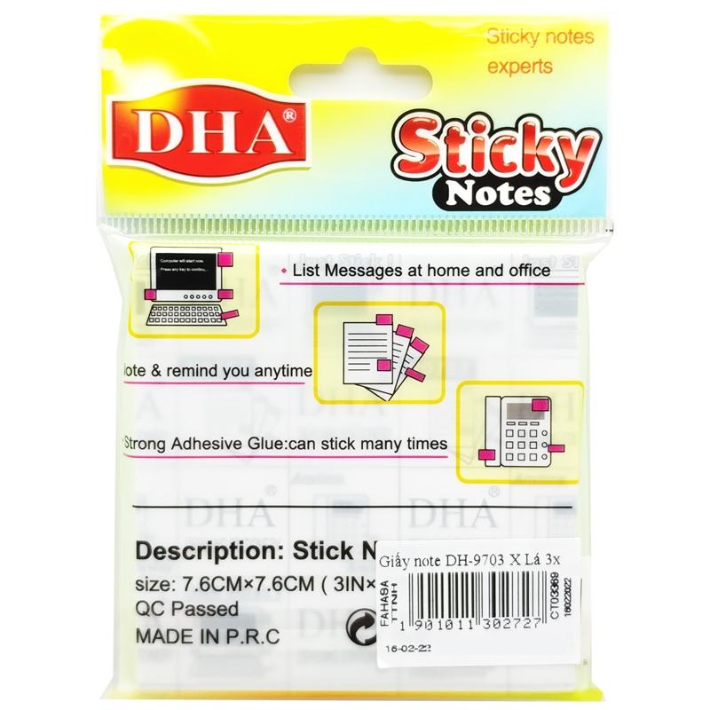 Giấy Note 76 x 76 mm - DHA DH-9703 - Màu Xanh Lá (100 Tờ)