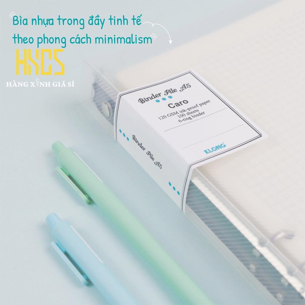 Sổ Binder File Caro nhựa kẹp còng A5, Sổ  A5, 100 tờ, 120gsm