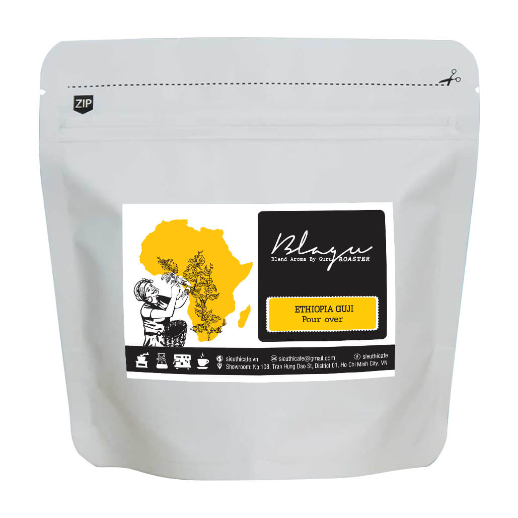 CÀ PHÊ BLAGU HẠT ARABICA ĐẶC SẢN ĐÃ RANG, ETHIOPIA W.GUJI, LIGHT-MEDIUM ROAST, 100G