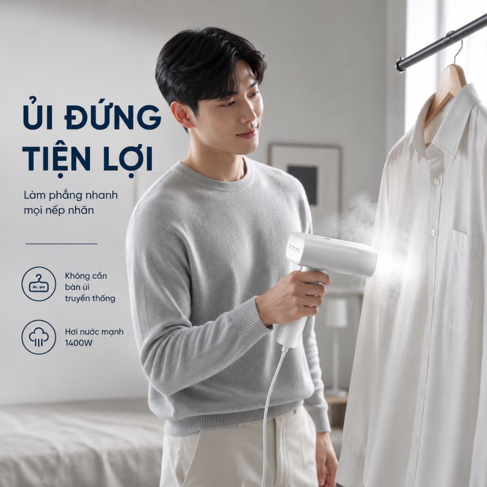Bàn ủi hơi nước cầm tay Kachi MK464 1400W | Ủi nhanh, nhỏ gọn - hàng chính hãng