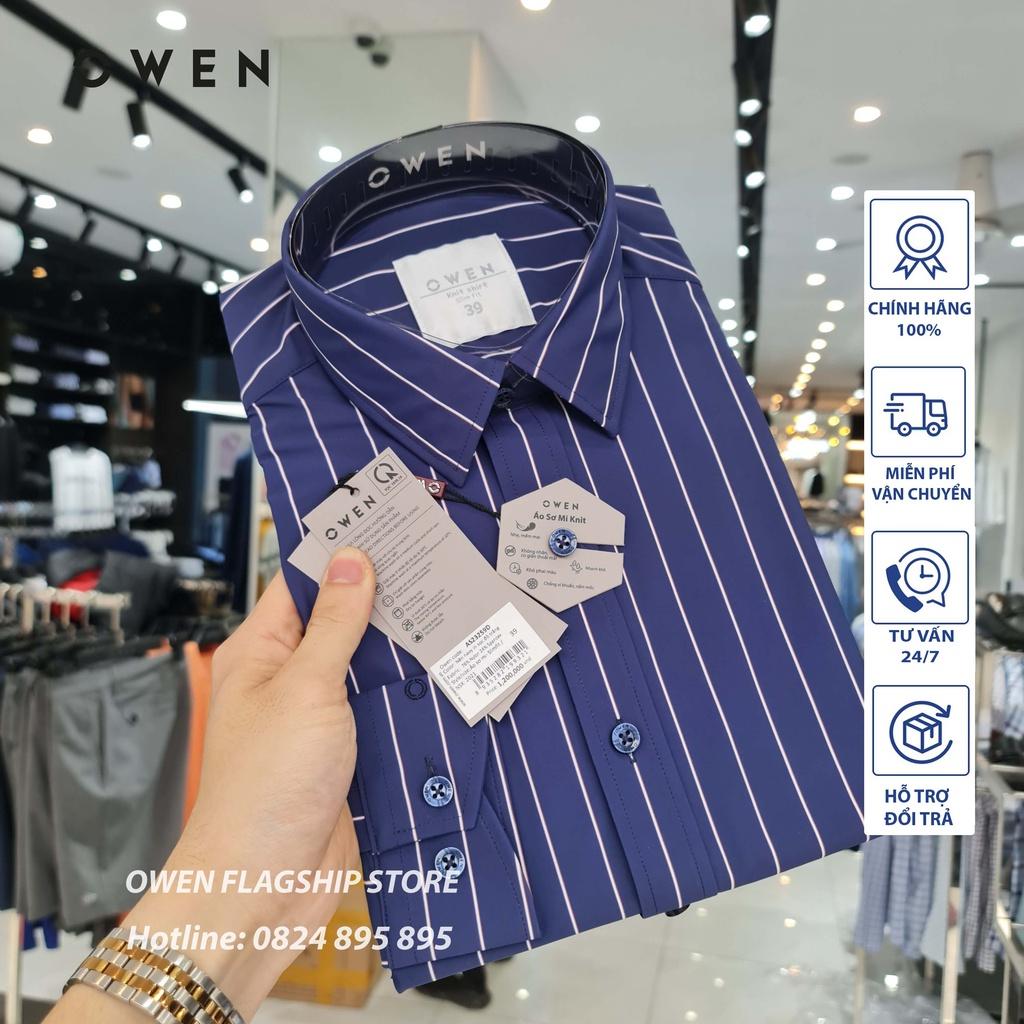 OWEN - Áo sơ mi nam dài tay dáng SLIMFIT sợi KNIT cao cấp - Mã AS23259D