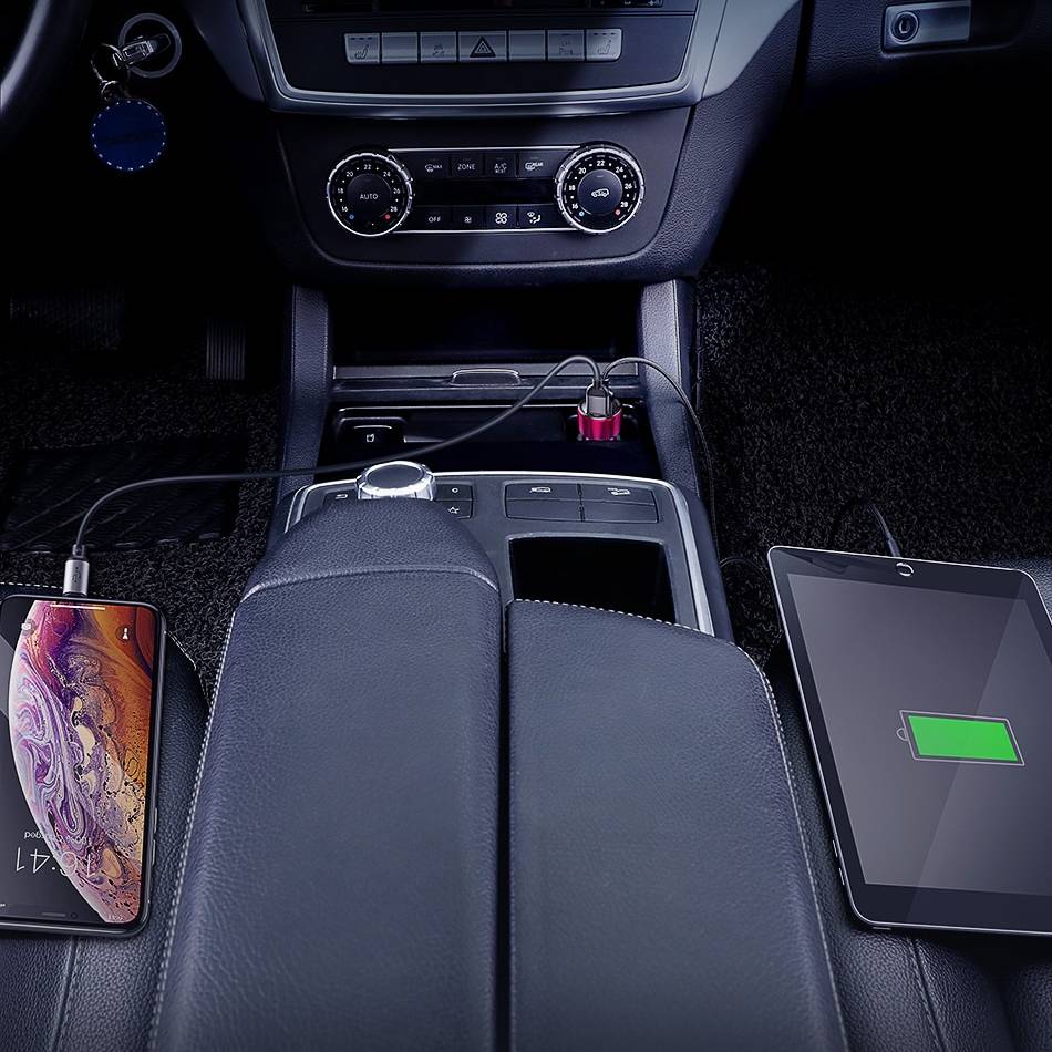 Hồng - Tẩu củ sạc nhanh đa năng dành cho xe hơi / xe ô tô 2 cổng USB hiệu Baseus Dual-USB (45W - 6A, Công nghệ sạc nhanh Quick Charge 3.0 / Quick Chagre 4.0, 2 cổng USB Car Charger) - hàng chính hãng