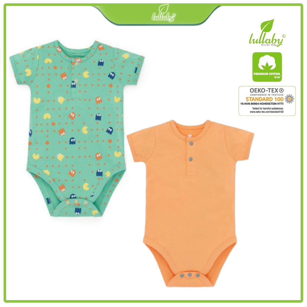 Đồ bộ body Lullaby cho bé trai NH37B Xanh cam - Set 2 chiếc  - Màu Xanh và màu cam,6-9 Tháng