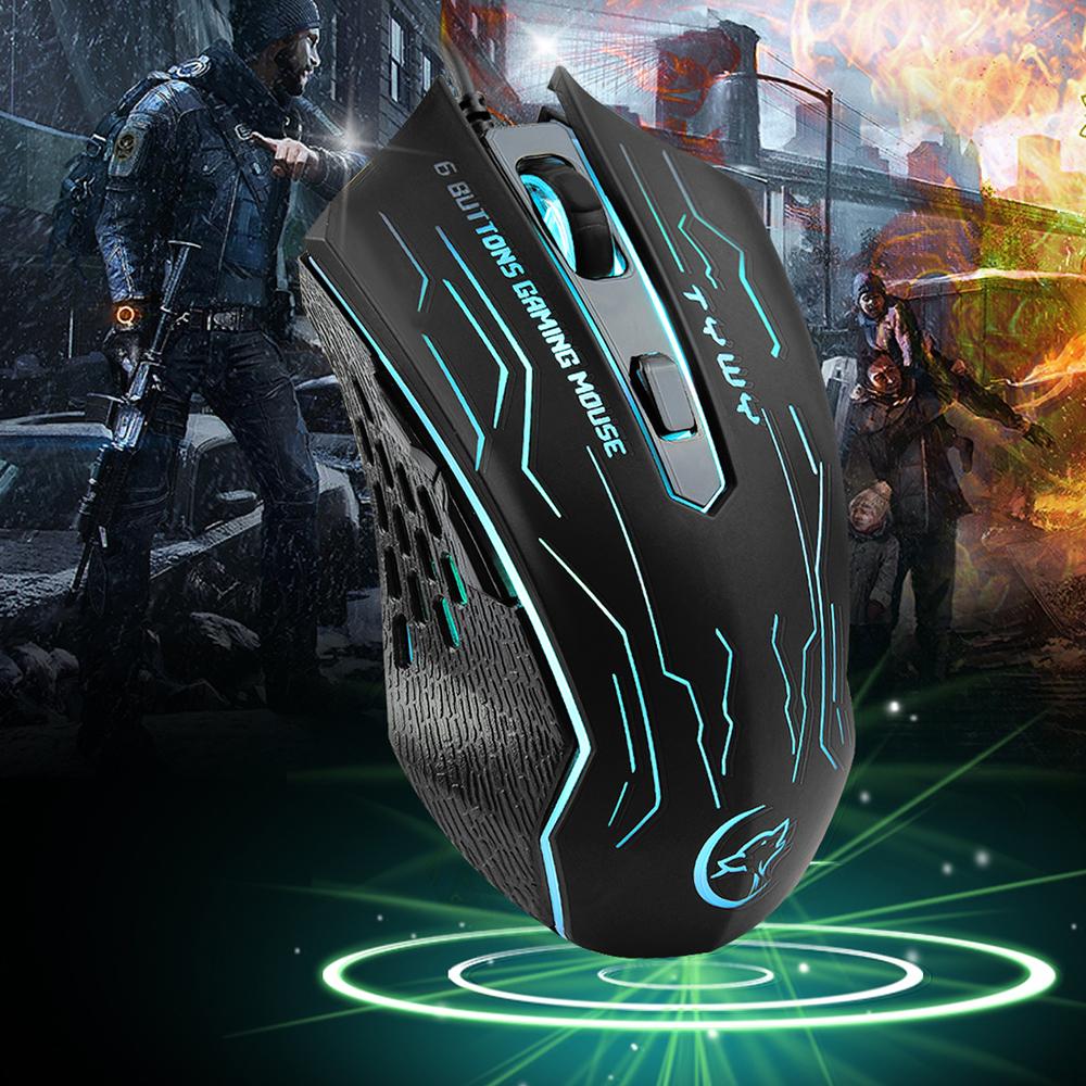 Chuột chơi game có dây G820 Đèn nền 7 màu 6 nút LED 3200 DPI quang học cho game thủ