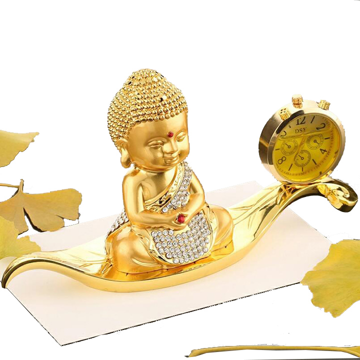 Tượng Phật Đúc Đồng Kiêm Đồng Hồ Trang Trí Trên Xe Hơi A72542