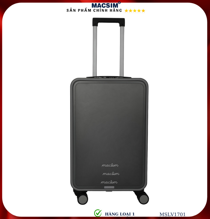 Vali hợp kim nhôm cao cấp Macsim MSLV1701 cỡ 20 inches màu ghi hàng loại 1