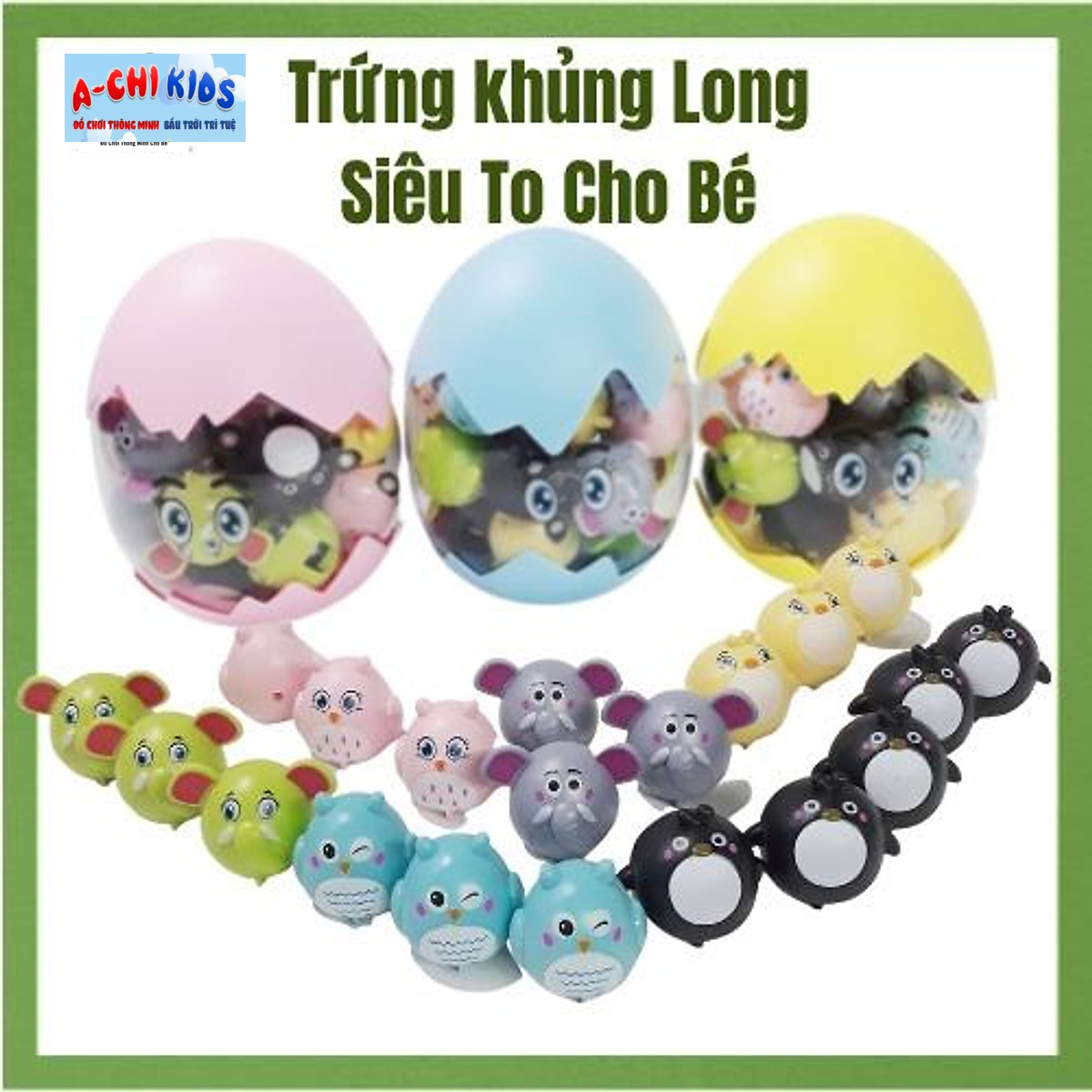 Set 20 Con Vật Chạy Đà, Trứng Đồ Chơi Chạy Cót Khổng Lồ Hình Thú Cho Bé Vui Chơi