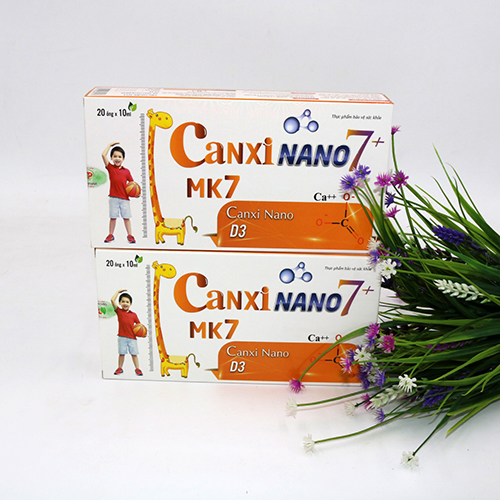 Thực phẩm bảo vệ sức khỏe hộp 20 ống Canxi Nano 7+ bổ sung canxi, giúp xương chắc khỏe và hỗ trợ tăng chiều cao cho trẻ