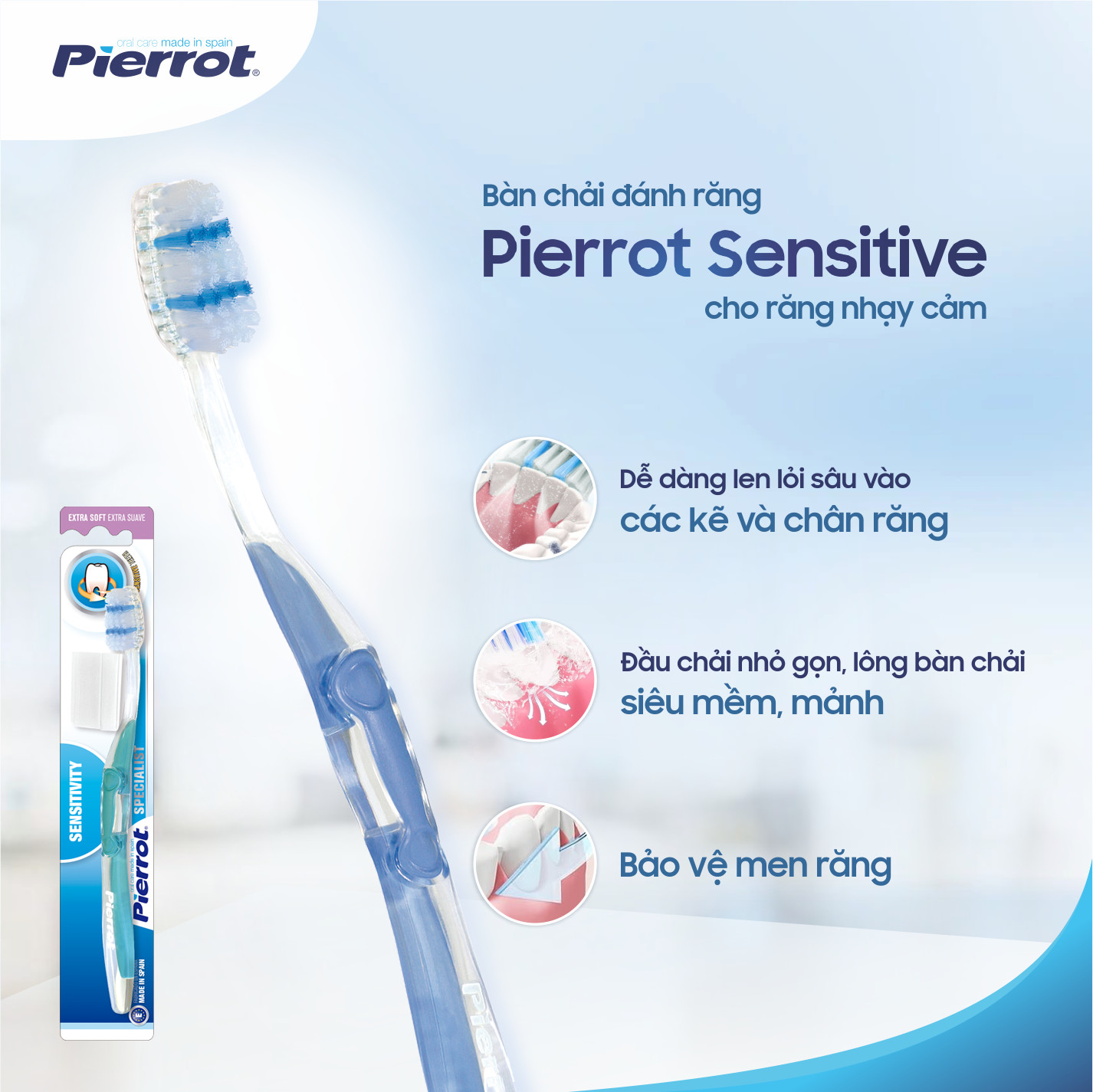 Bàn chải đánh răng dành cho răng nhạy cảm PIERROT SENSITIVE