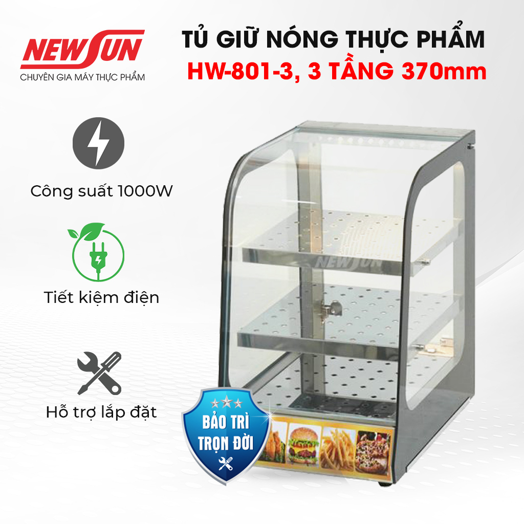 Tủ trưng bày gà rán HW-801 bảo quản thực phẩm nóng giòn thơm ngon NEWSUN - Hàng chính hãng