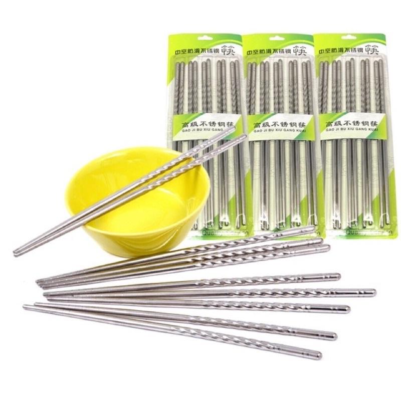 Bộ 5 đôi đũa inox 304 cao cấp cực sang trọng phong cách Hàn quốc