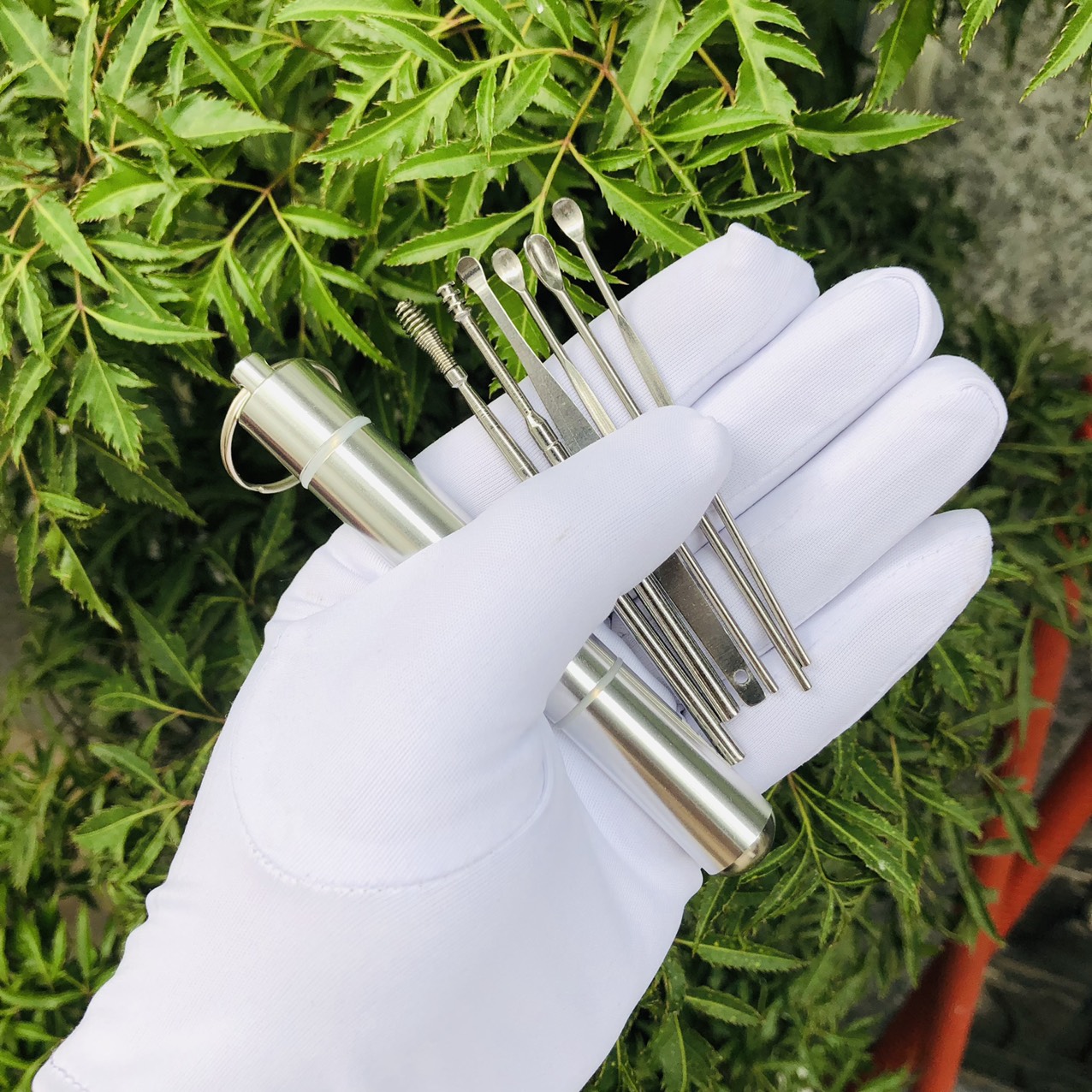 Bộ vệ sinh ráy tai inox Đức gồm 6 và hộp đựng, treo móc khoá xe dễ dùng