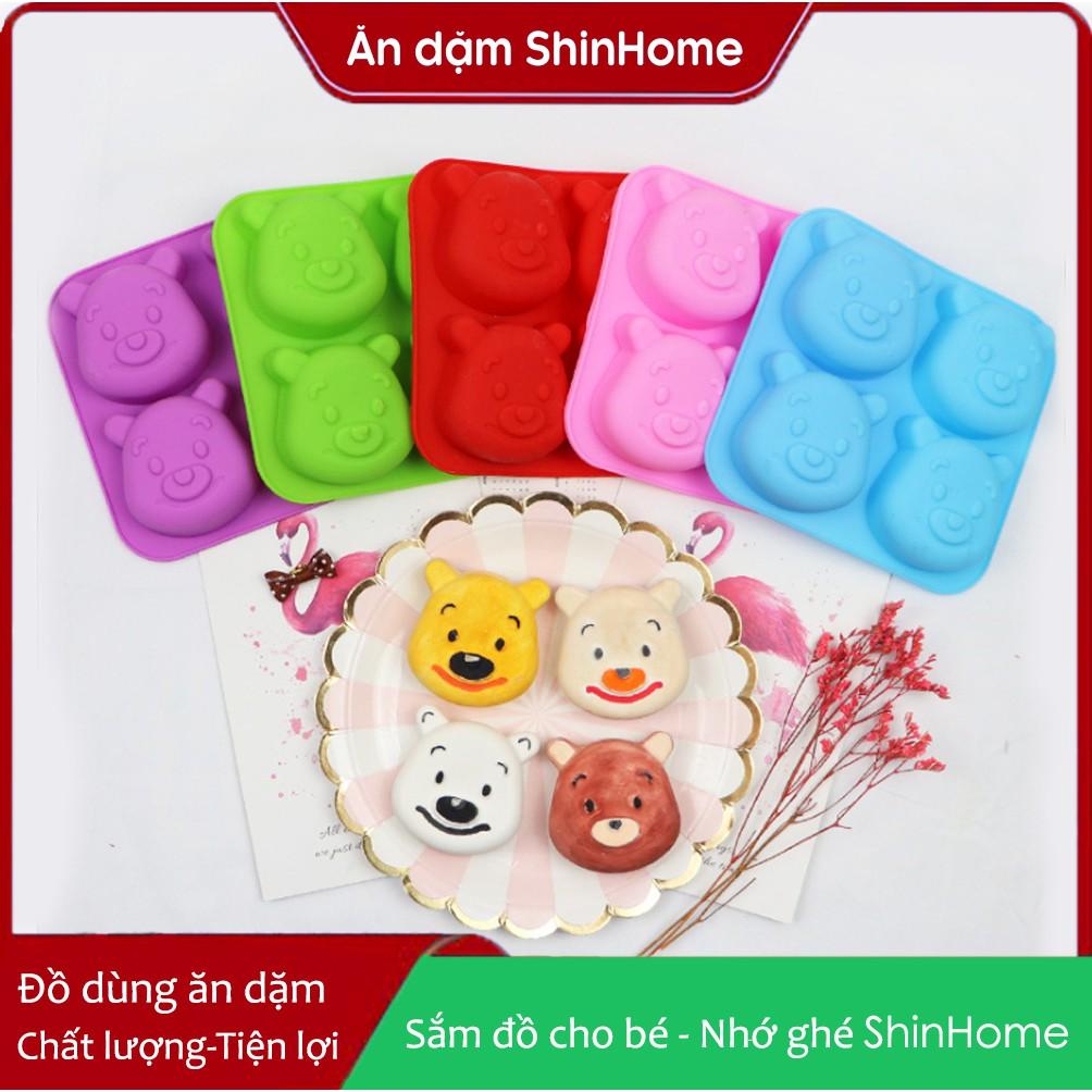 Khuôn khay silicon làm bánh, thạch, chocolate - 4 chú gấu