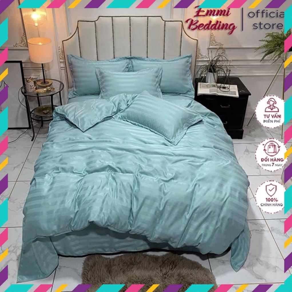 Bộ chăn ga Cotton sọc 3f chăn ga Hàn Quốc đủ màu đủ size miễn phí bo chun