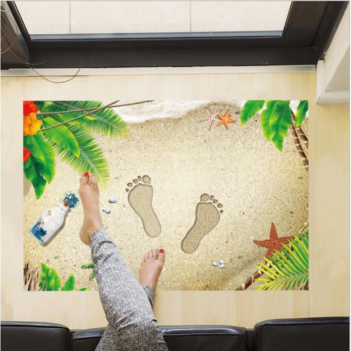 Decal trang trí tường bàn chân trên cát