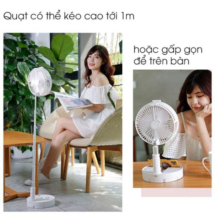 Quạt Để Bàn Mini, Quạt Tích Điện Gấp Gọn Tiện Dụng– Xoay 180 Độ Với 4 Chế Độ Gió Cực Mạnh