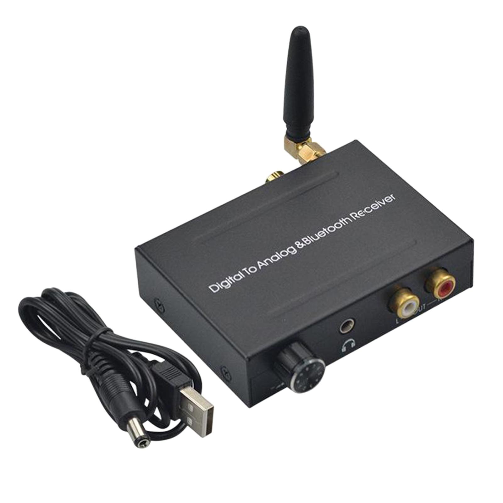 192kHz DAC Converter, Volume Adjustable, Bluetooth 5.0 Receiver, Digital Optical Coaxial to Analog Stereo Audio L/R RCA 3.5mm Jack Audio Adapter