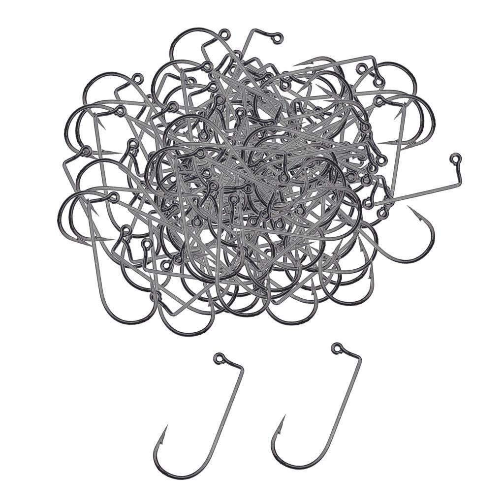 100pcs Worm Fishing Hooks Carbon Steel  Barbed Hook for Big Fish