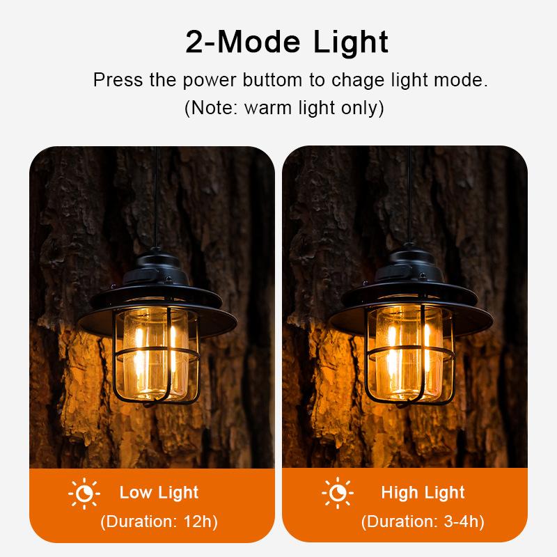 Đèn LED cắm trại USB có thể sạc lại phong cách Vintage di động, không thấm nước