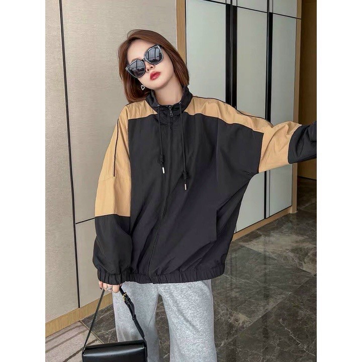 Hình ảnh Áo khoác dù nữ CỔ CAO nam mặc được phối màu tay full zip chất dù 2 lớp dày dặn mẫu mới 