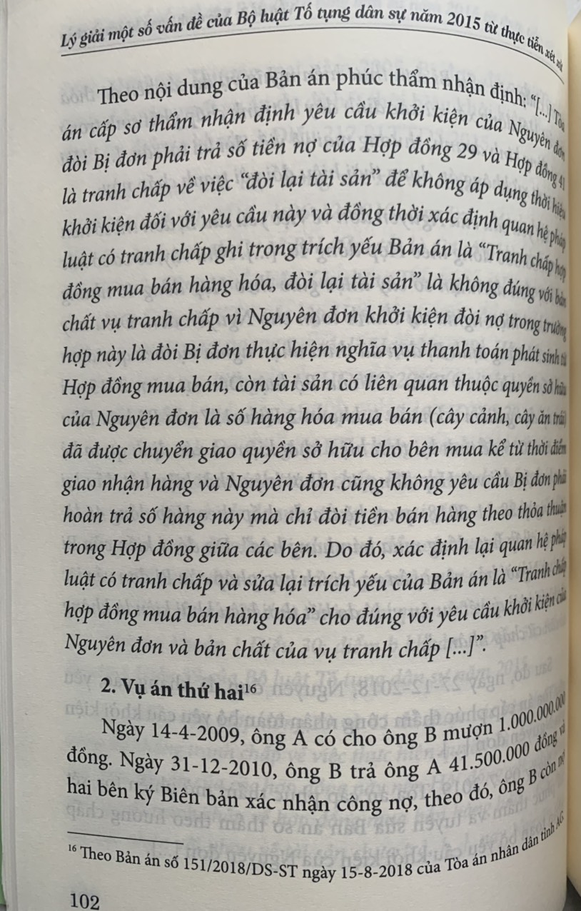 Lý giải một số vấn của Bộ luật Tố tụng dân sự năm 2015 từ thực tiễn xét xử
