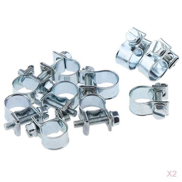 20x Mini Adjustable Hose Pipe Clips Fuel Water Line Worm Clip Ø 10 - 12mm