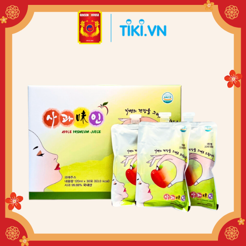 Nước Ép Táo Hàn Quốc Cao Cấp Apple Premium Juice - Ginseng House 120ml * 30 gói
