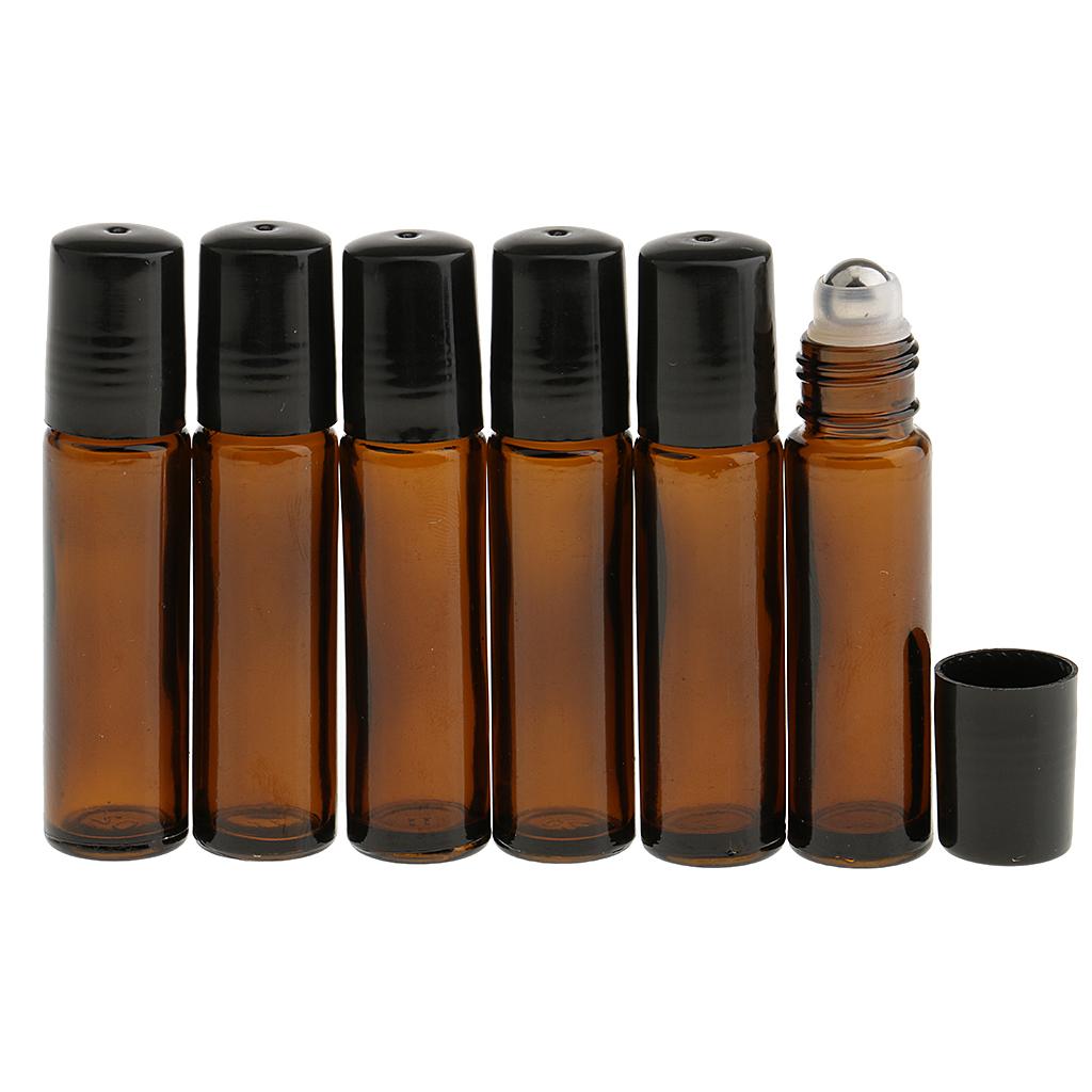 6 Miếng 10ml Thủy Tinh Rỗng Cuộn Trên Chai Cho Nước Hoa Thiết Yếu