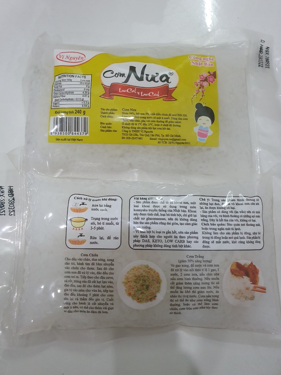 Combo 10 Gói Cơm Nưa Vị Nguyên 240Gram
