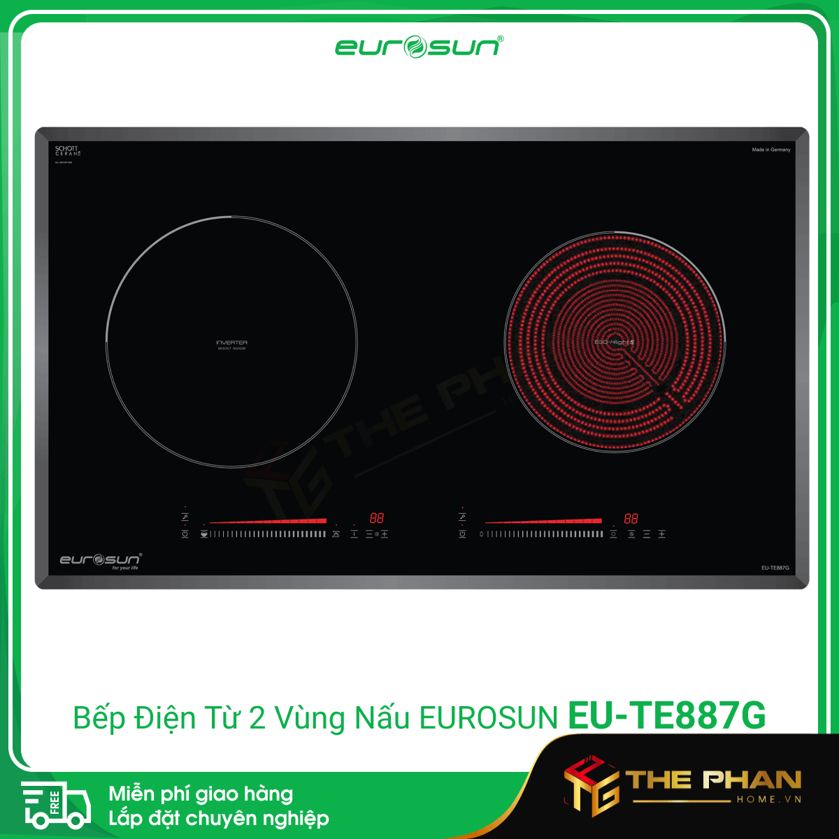 Bếp Từ Âm EUROSUN - Nhập Khẩu CHLB Đức, Đầy đủ model (EU-T905G, T899G, T897G, T887G, TE887G, T881G...), Bếp Điện Từ Âm, Hàng Chính Hãng