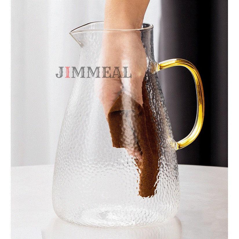 Bộ Bình Thủy Tinh Đựng Nước Chịu Nhiệt Nắp Inox 304 Vân Sần Phong Cách Nhật 1500ml