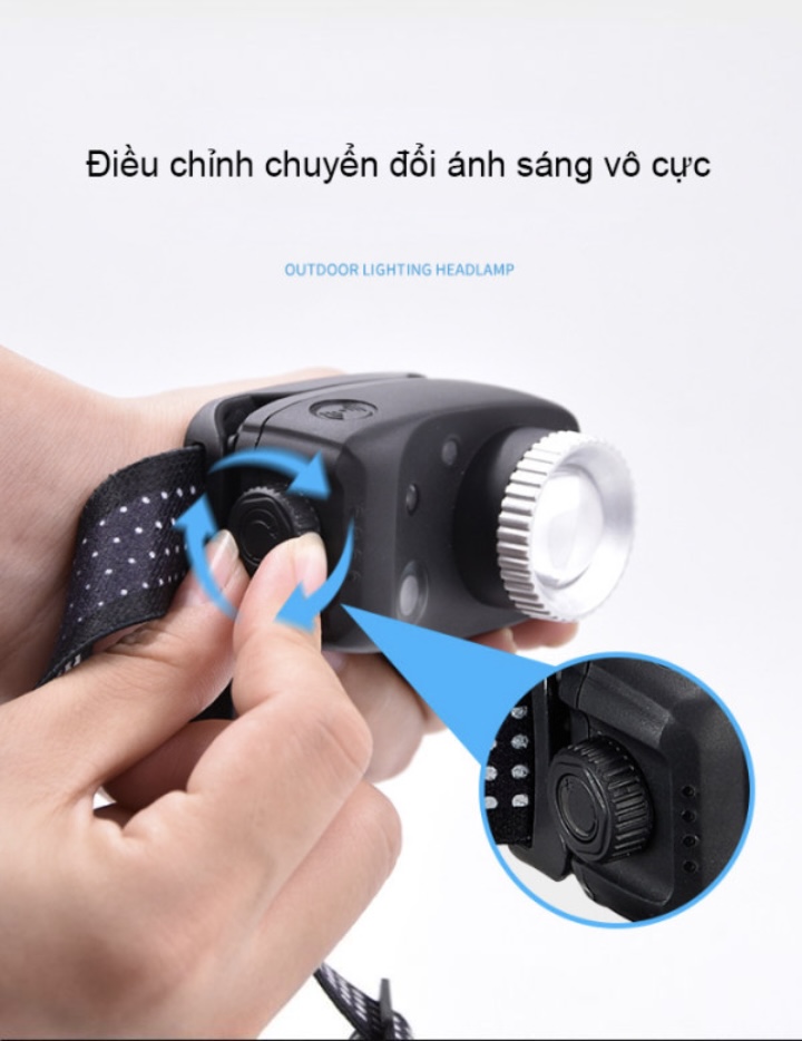 Đèn LED đội đầu câu cá đêm ánh sáng mạnh